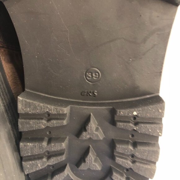 VENUS Brown Leather Chunky Heel Combat  Ankle Boot Lace Zipper Distressed EU 39 - Picture 15 of 16